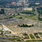 Aerial view of the Pentagon building and surrounding are