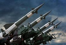 Four rockets pointed towards the sky