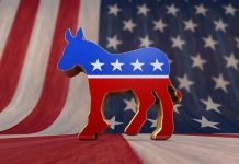 Dem Senator ARRESTED – Facing Federal Charges! A donkey symbol representing the Democratic Party in front of an American flag background
