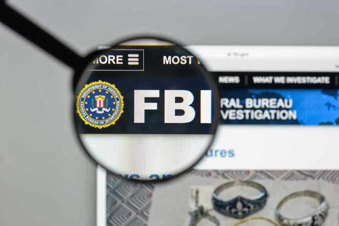 FBI website shown through magnifying glass.