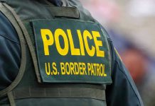 Gang Army Summoned to CONFRONT Federal Agents Police U.S. Border Patrol uniform close-up.