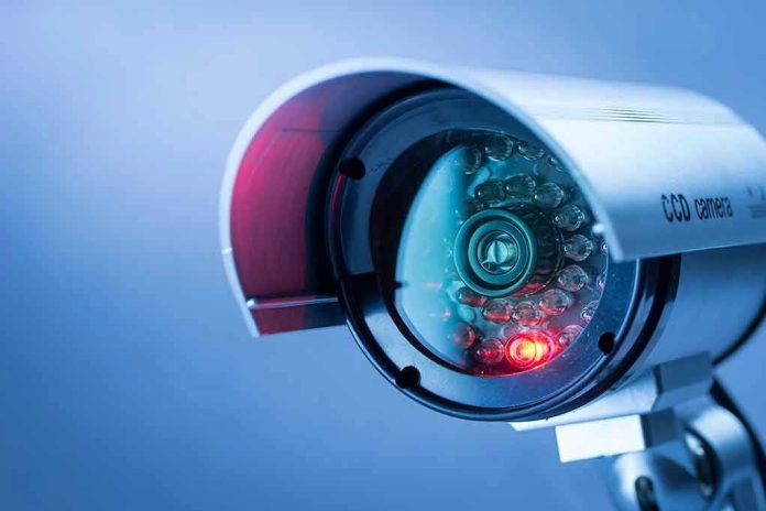 272833616 Close-up of a CCTV security camera.