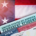 Emmer’s Flip Lights Immigration Firestorm Green card and visa with U.S. flag background.
