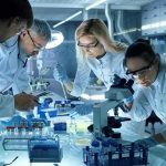 Scientists working together in a laboratory
