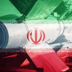 Iranian flag overlay on a missile with fins