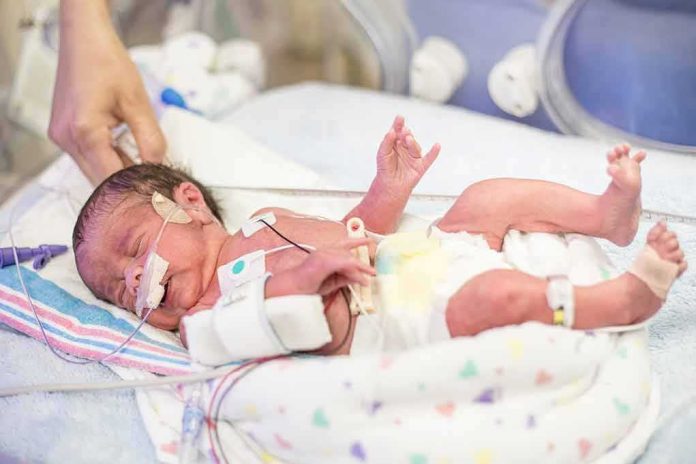 shutterstock_778786111 Premature newborn in NICU with monitoring tubes
