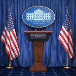Status Quo Nuclear — Outrage Erupts White House press podium with microphones and two American flags