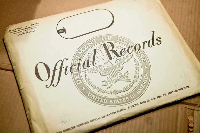 shutterstock_2021458247 Official records envelope with U.S. Department of Defense seal